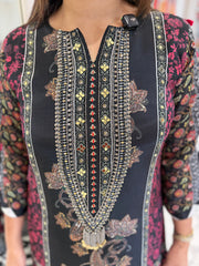 Black Muslin Sequined Zari Co-Ord Set