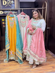 Adaa Anarkali Offwhite and Pink