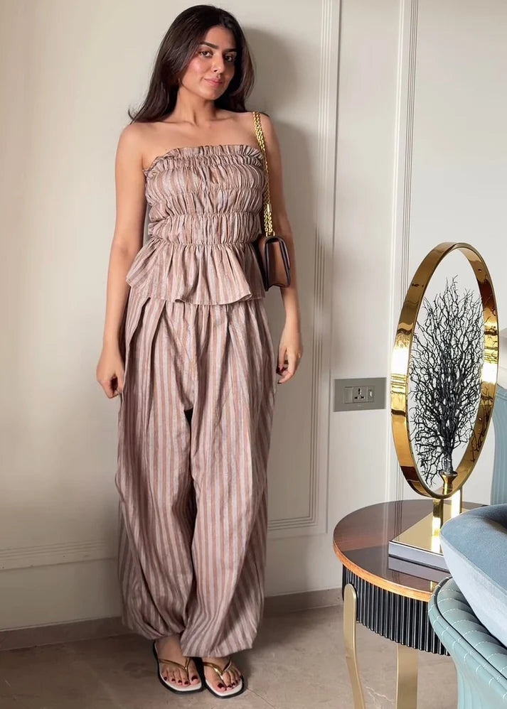 Toasted Sand Stripe Co-Ord Set