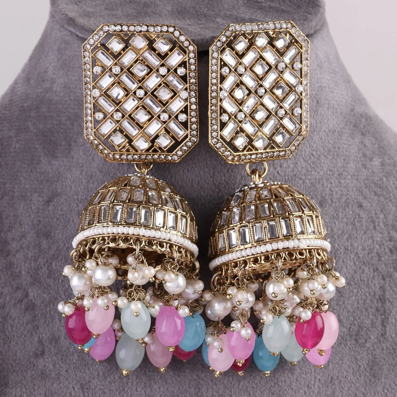 Golden Multi Rayma Jhumka Earrings