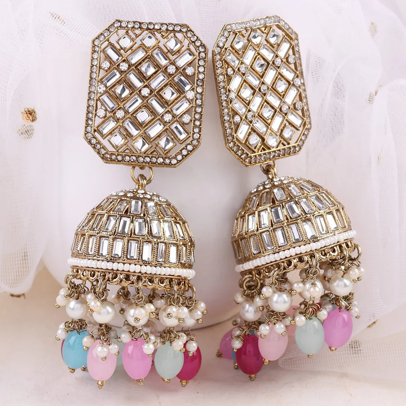 Golden Multi Rayma Jhumka Earrings