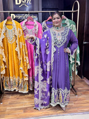 Lavender - Elegant Crystal Bloom Anarkali