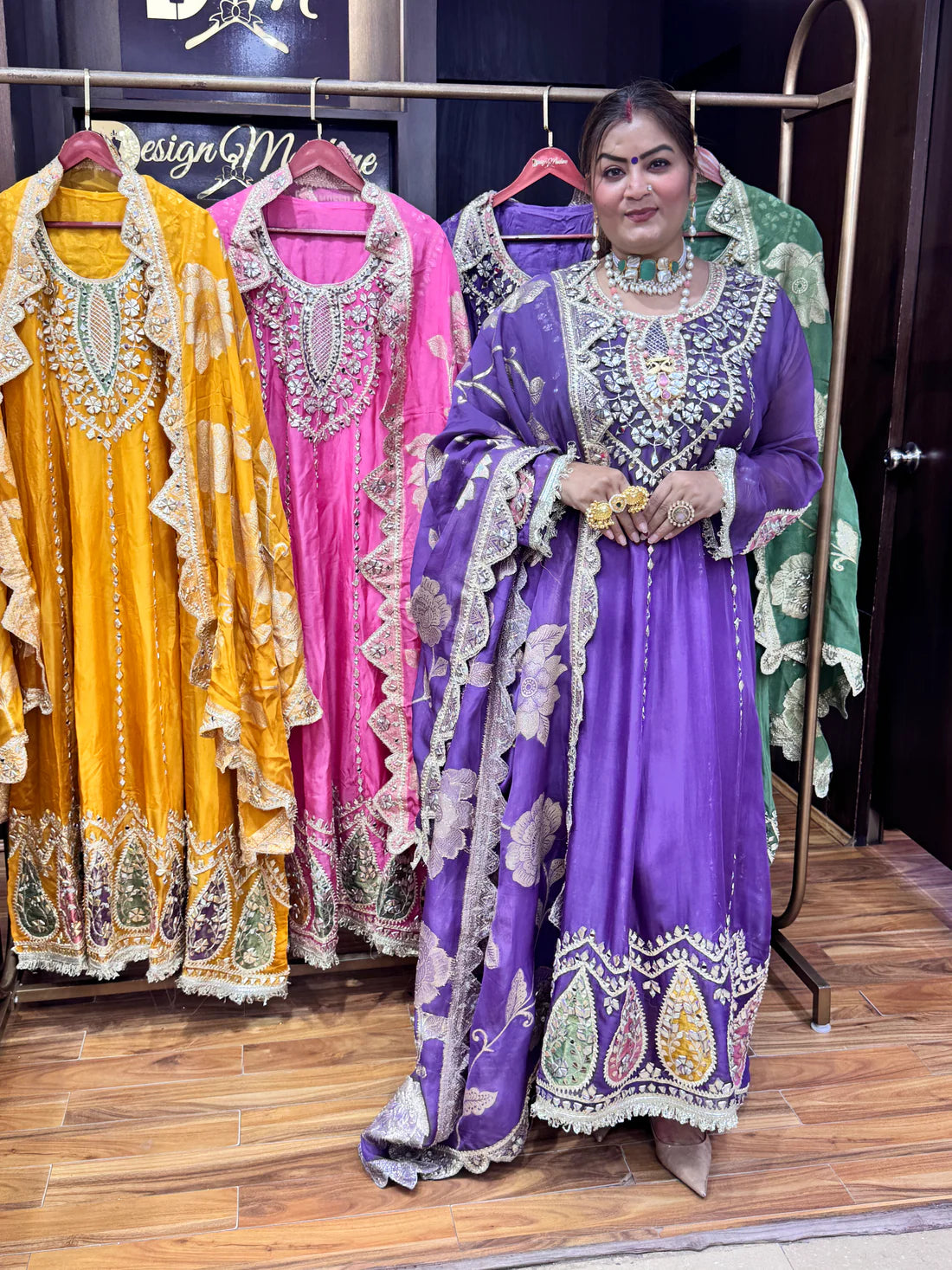 Lavender - Elegant Crystal Bloom Anarkali