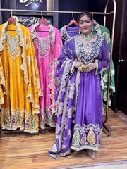 Lavender - Elegant Crystal Bloom Anarkali