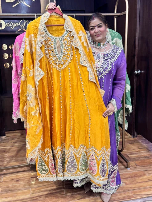 Lavender - Elegant Crystal Bloom Anarkali