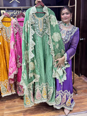 Lavender - Elegant Crystal Bloom Anarkali