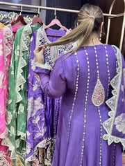 Lavender - Elegant Crystal Bloom Anarkali