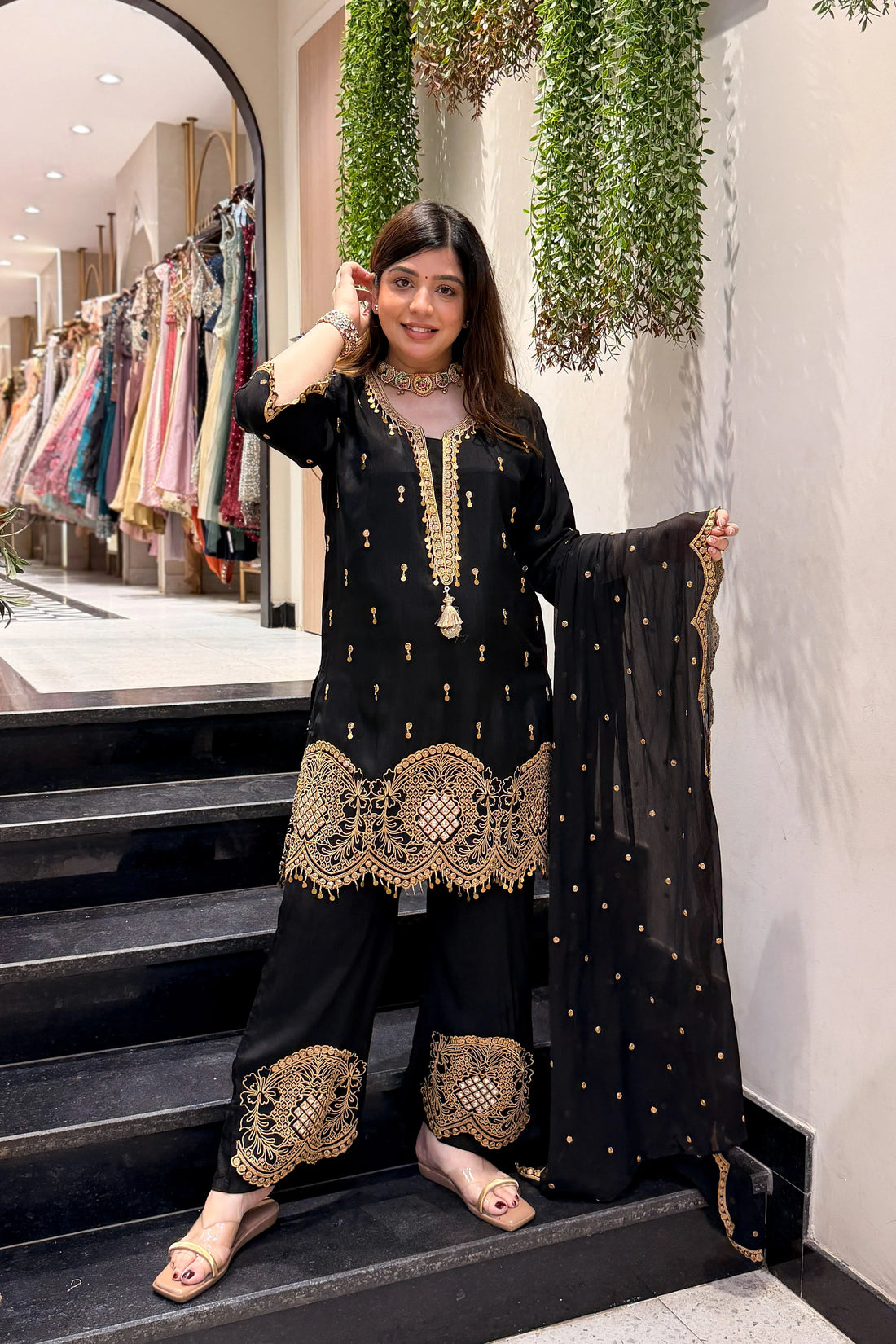 Farah Silk Embroidered Suit Set