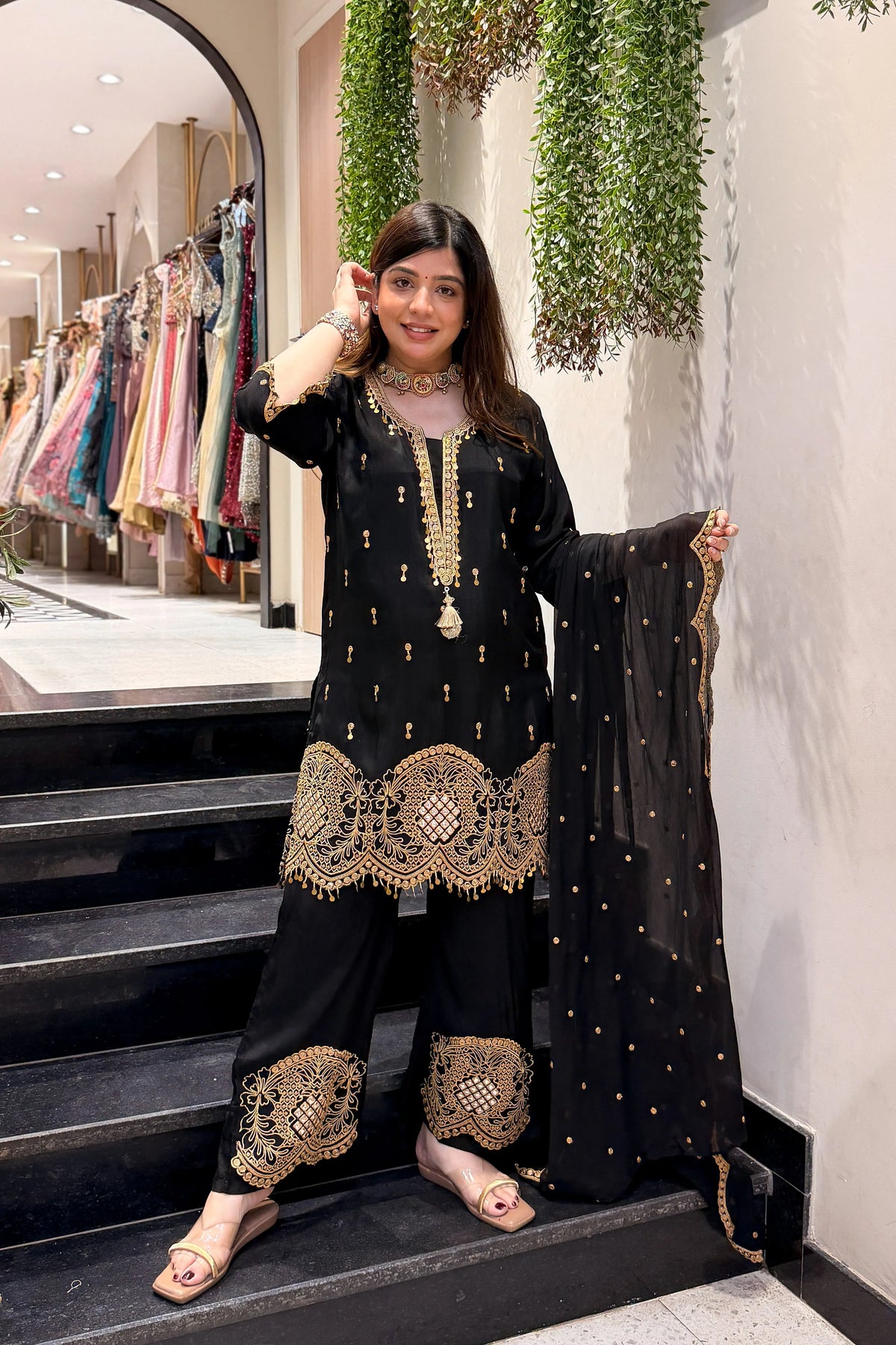 Farah Silk Embroidered Suit Set