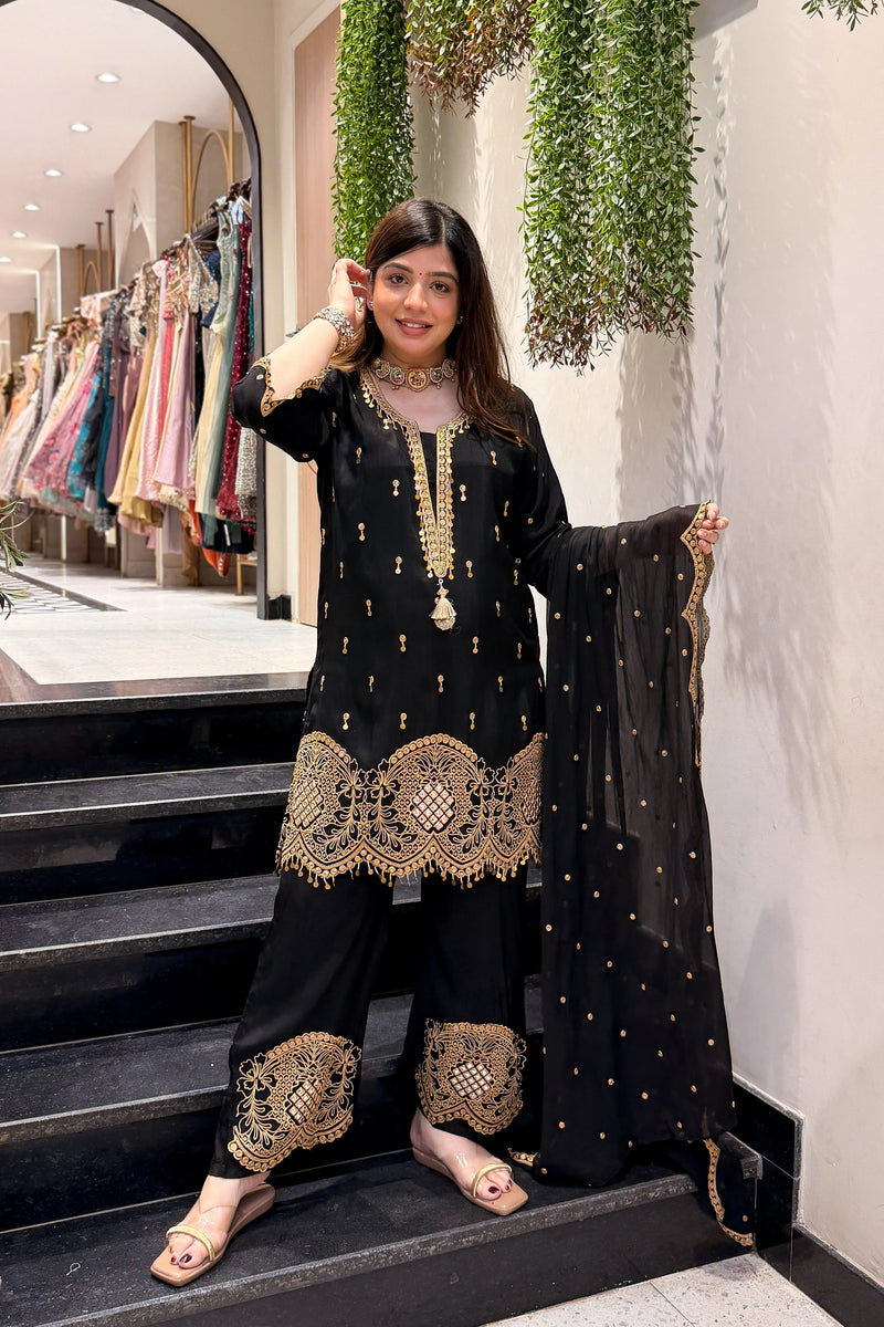Farah Silk Embroidered Suit Set