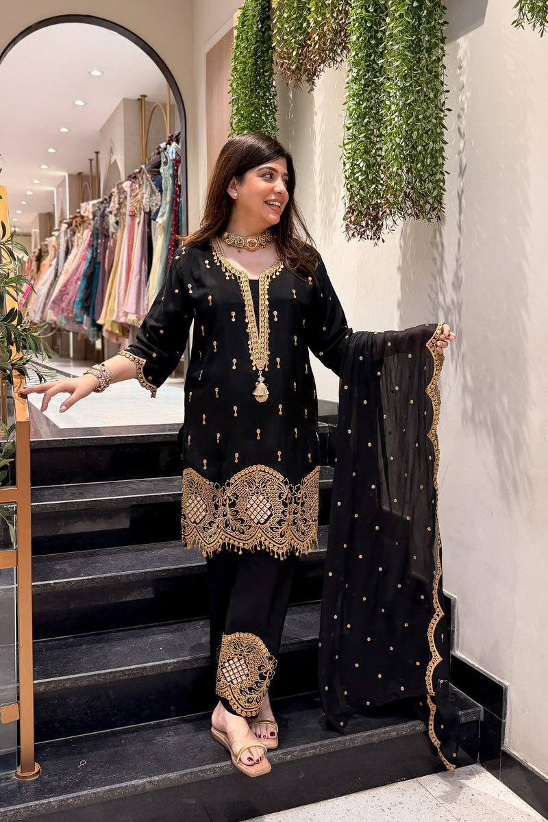 Farah Silk Embroidered Suit Set