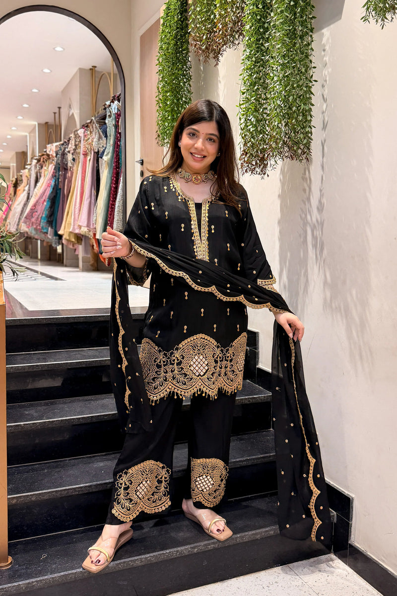 Farah Silk Embroidered Suit Set