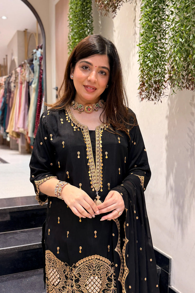 Farah Silk Embroidered Suit Set