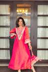 Purple Prism Tissue Dress with potli