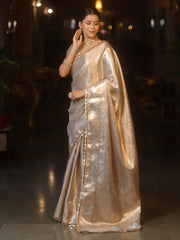 Silver Tissue Saree with Zari Lace