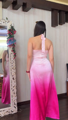 Soft Pink Satin Evening Dress