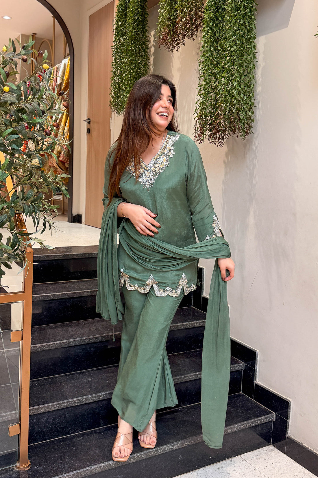 Mehar Embroidered Chinon Suit Set