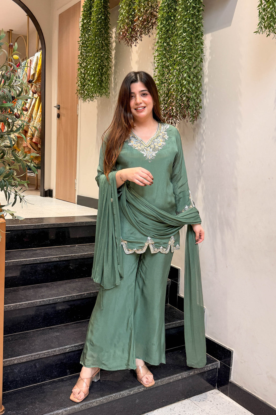 Mehar Embroidered Chinon Suit Set