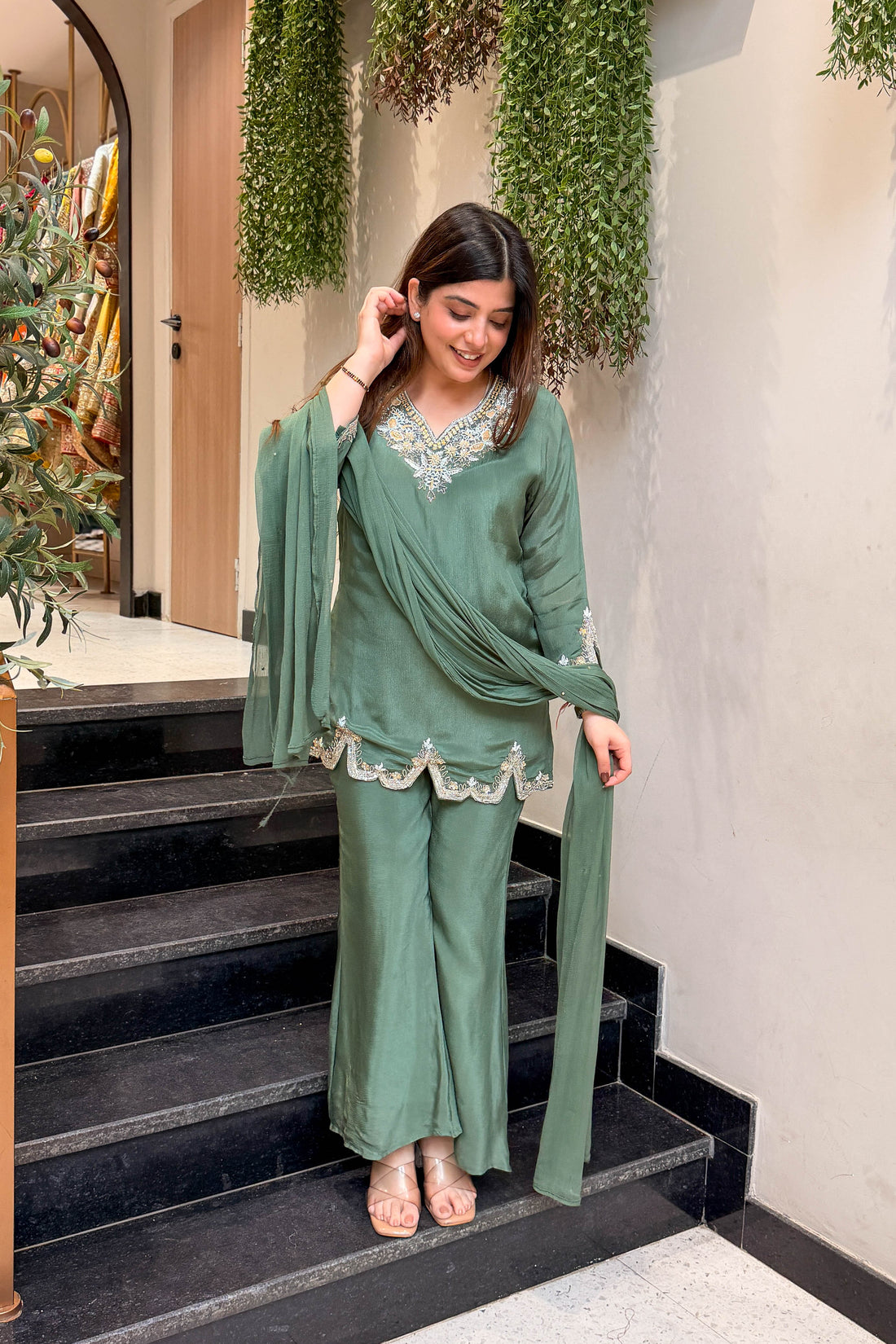 Mehar Embroidered Chinon Suit Set