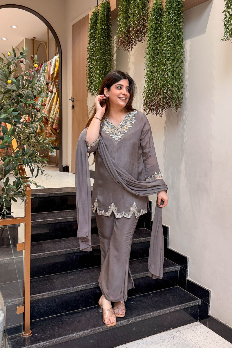 Mehar Embroidered Chinon Suit Set