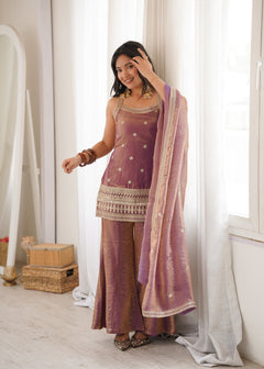 Mauve Royale Fendy Silk Sharara Set
