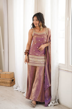 Mauve Royale Fendy Silk Sharara Set