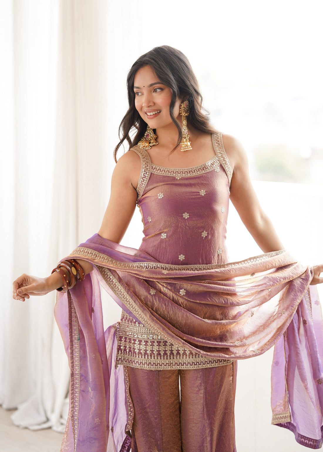 Mauve Royale Fendy Silk Sharara Set