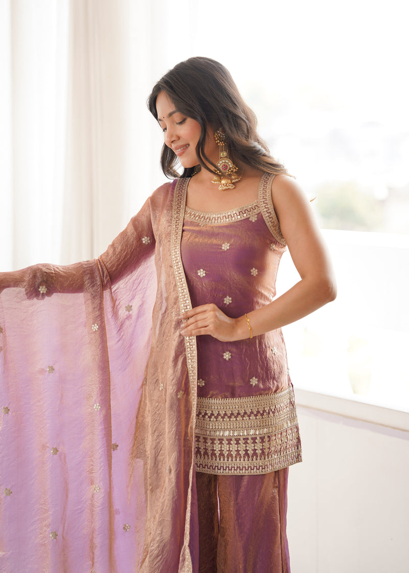 Mauve Royale Fendy Silk Sharara Set