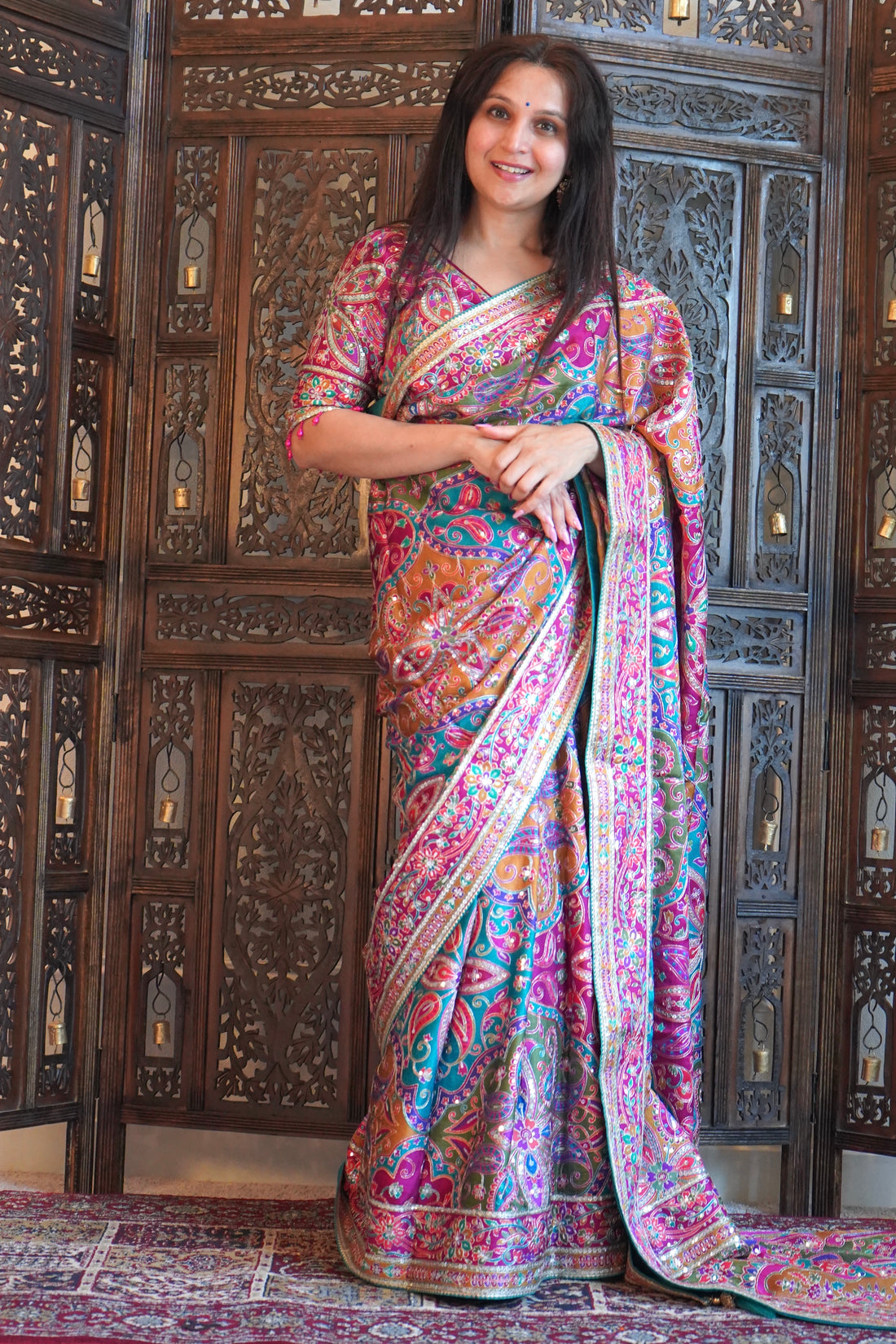 Monalisa Paisley Pure Viscose Saree With Ready-Made Blouse
