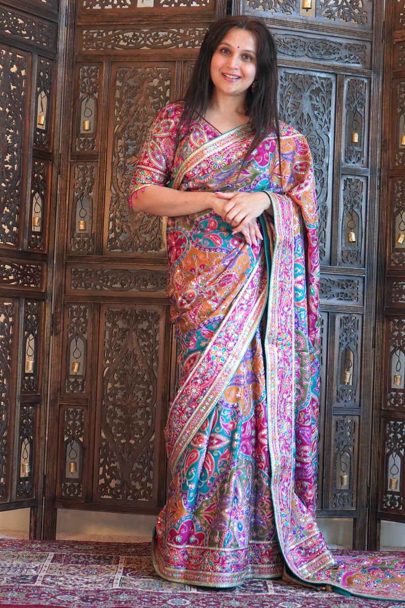 Monalisa Paisley Pure Viscose Saree With Ready-Made Blouse