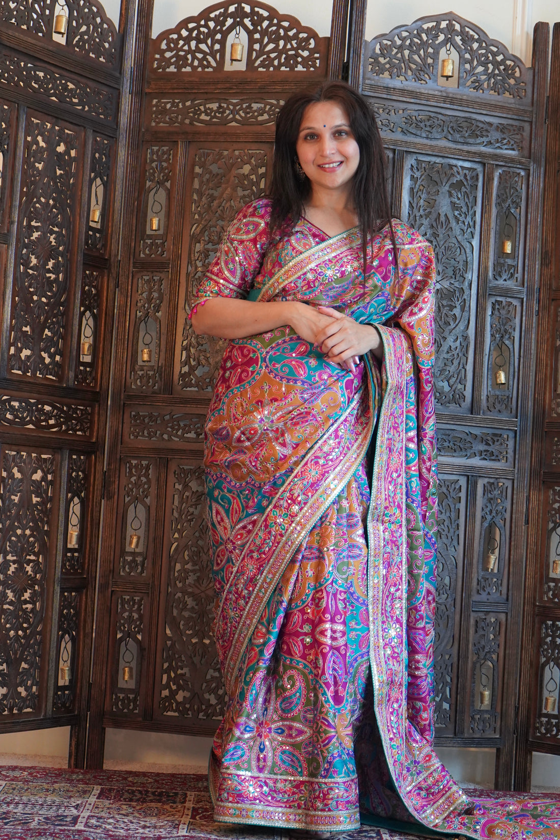 Monalisa Paisley Pure Viscose Saree With Ready-Made Blouse