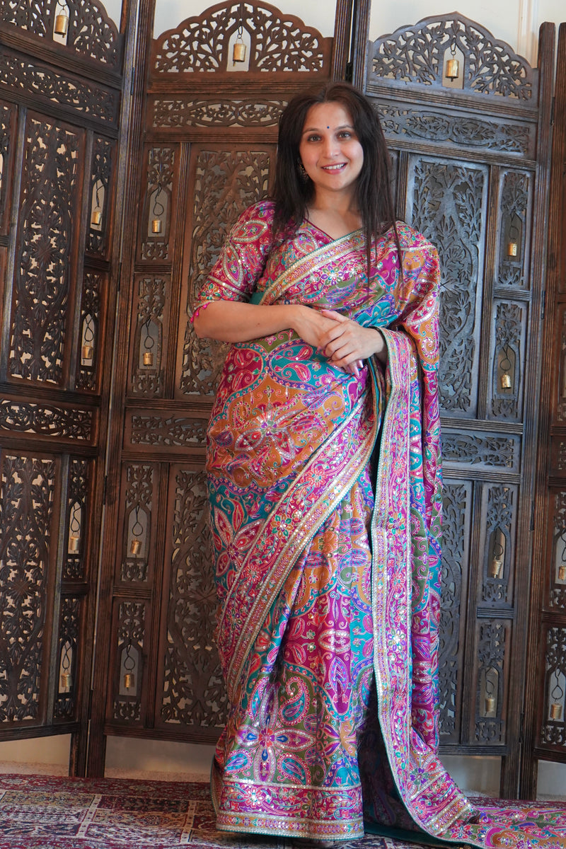 Monalisa Paisley Pure Viscose Saree With Ready-Made Blouse