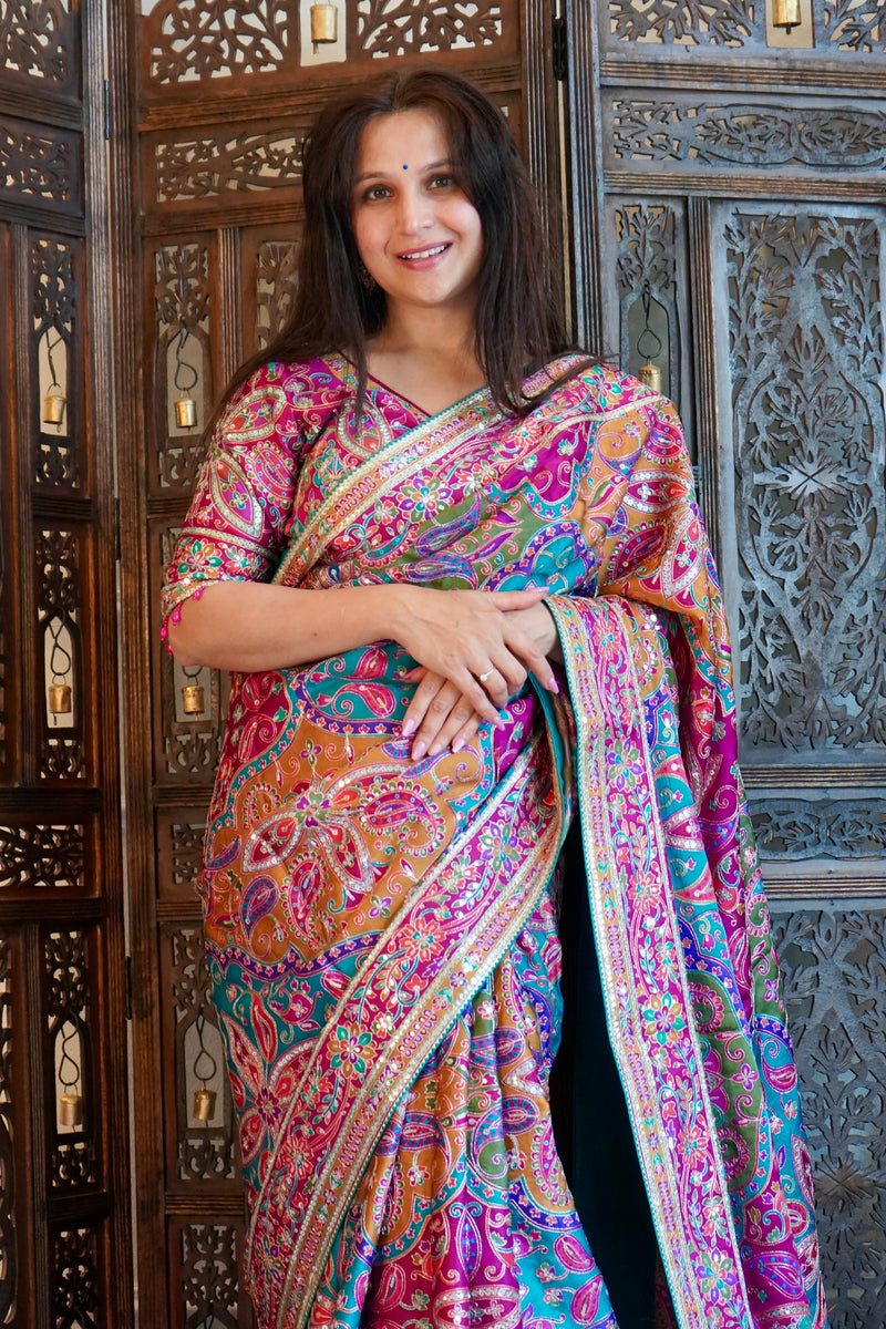 Monalisa Paisley Pure Viscose Saree With Ready-Made Blouse