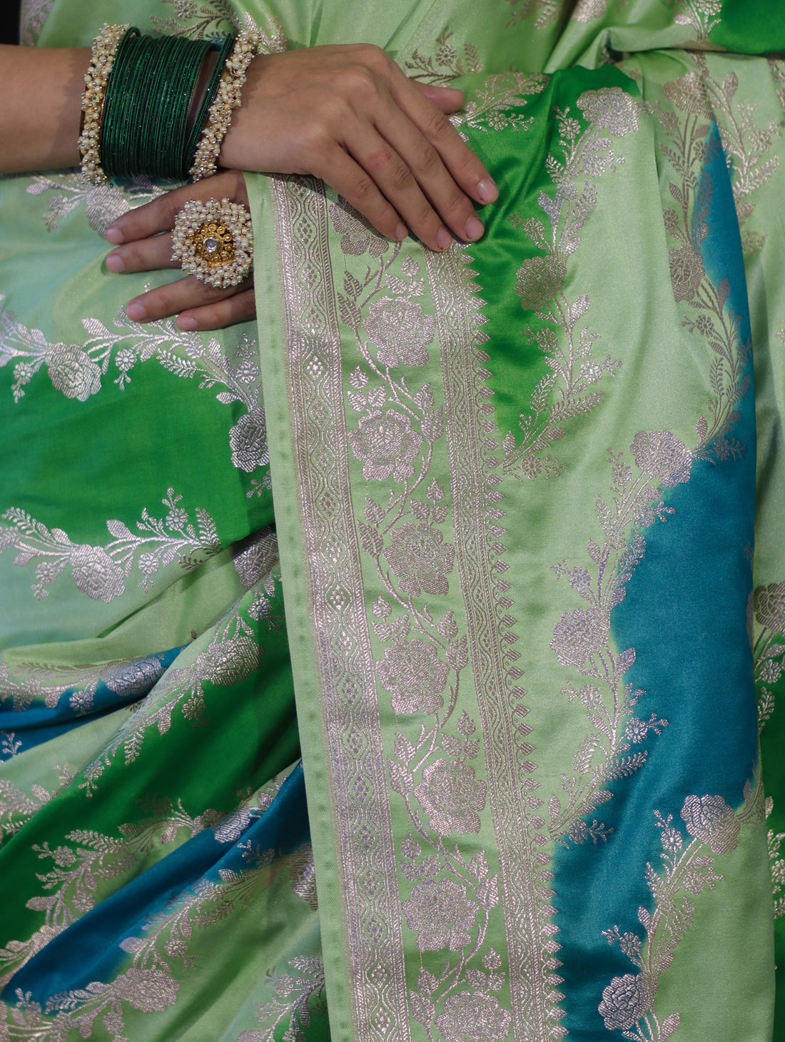 Green Mashru Silk Saree with Zari