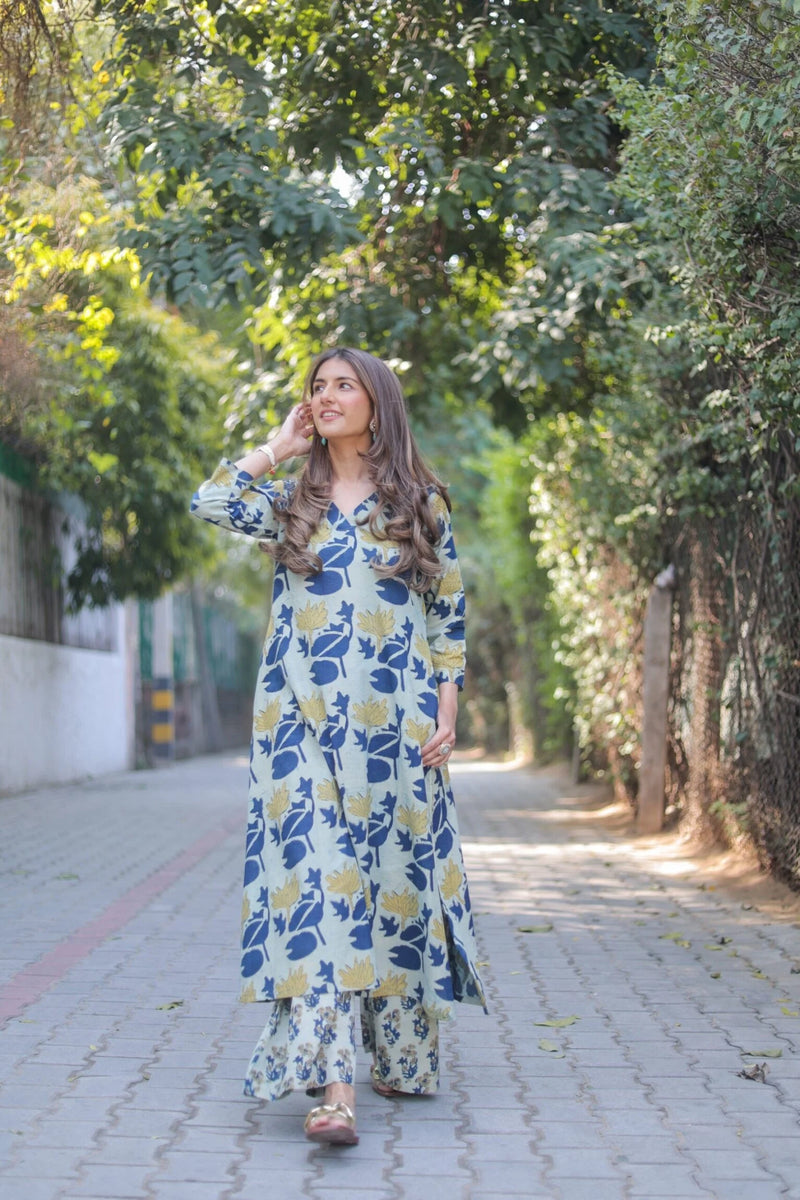 Deep Indigo Pure Cotton Suit Set