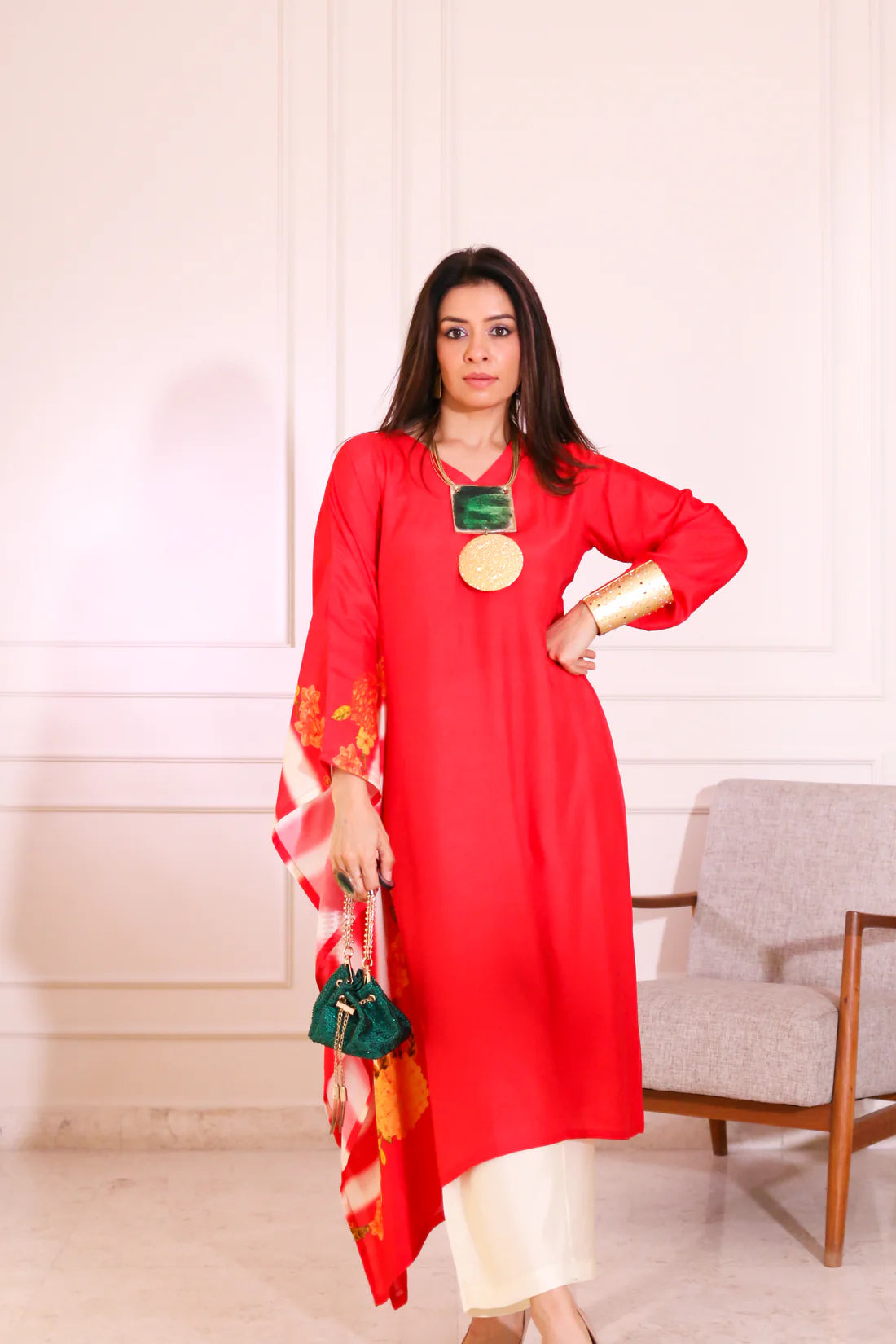 Red kurta set