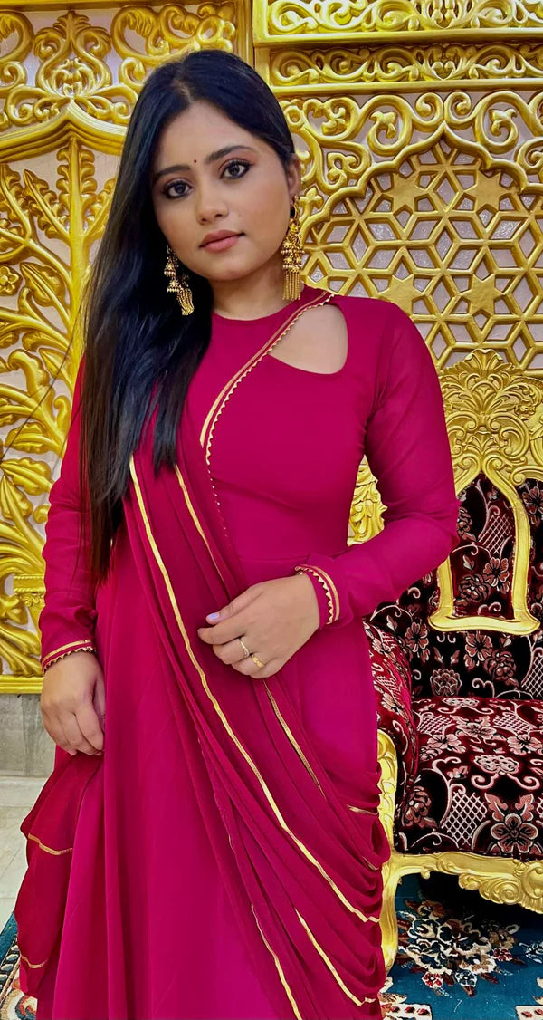 Graceful Navy Blue Bandhani Anarkali with Dupatta