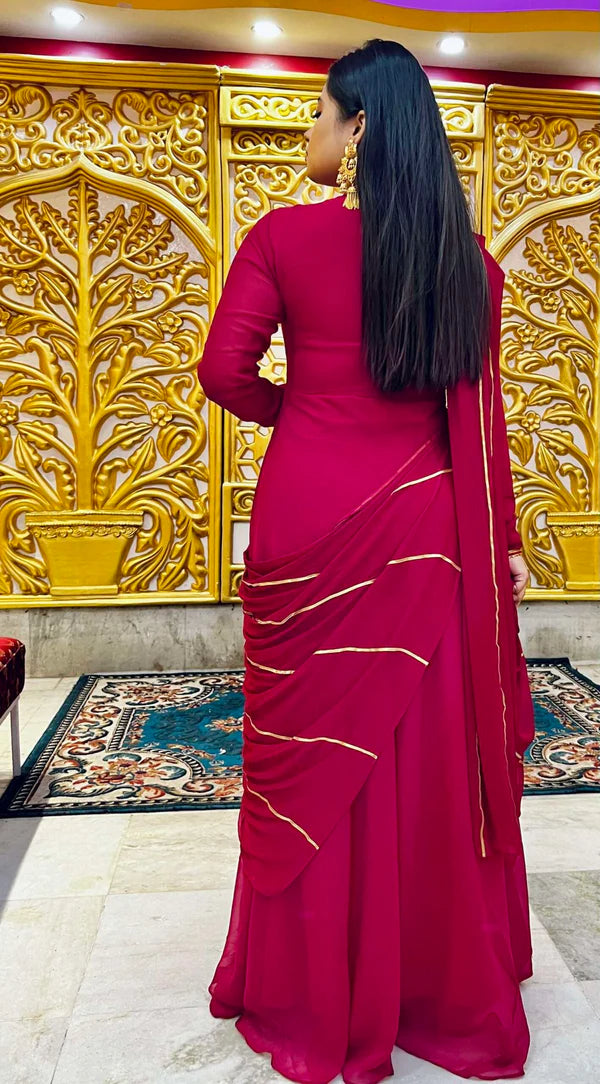 Graceful Navy Blue Bandhani Anarkali with Dupatta