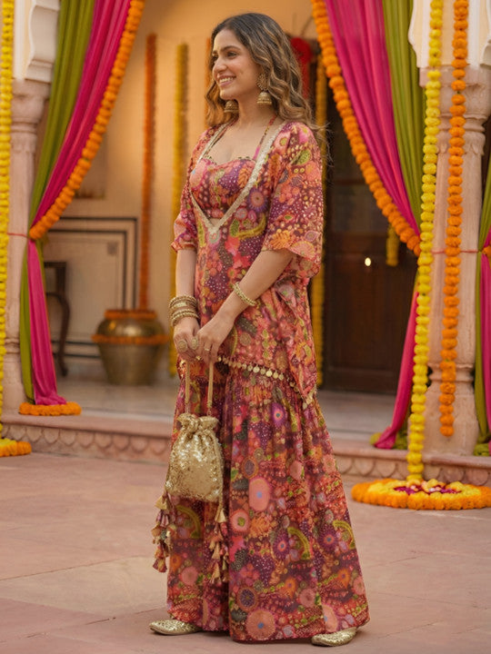 Rangbahar Floral Embellished Sharara Set