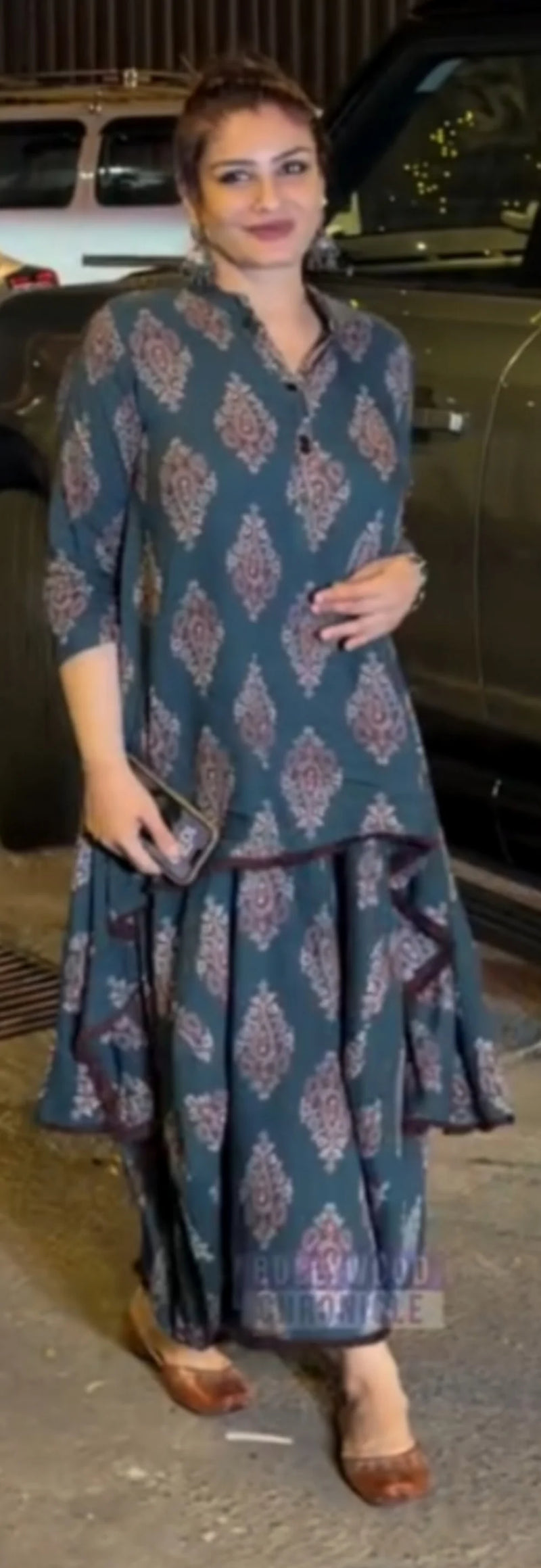 Black Dhoti Skirt Dress with Neckpiece