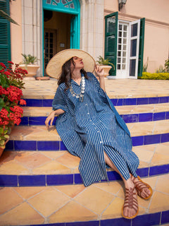 Dabu striped kaftan