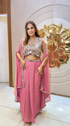 Rose Sheesh Mahal Indo-Western Set