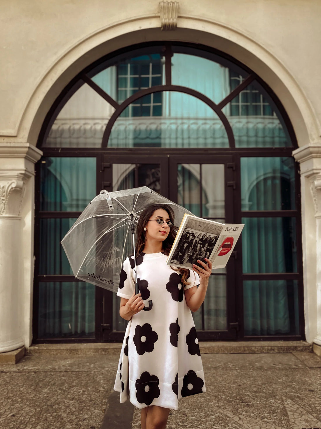 Black and white floral dress