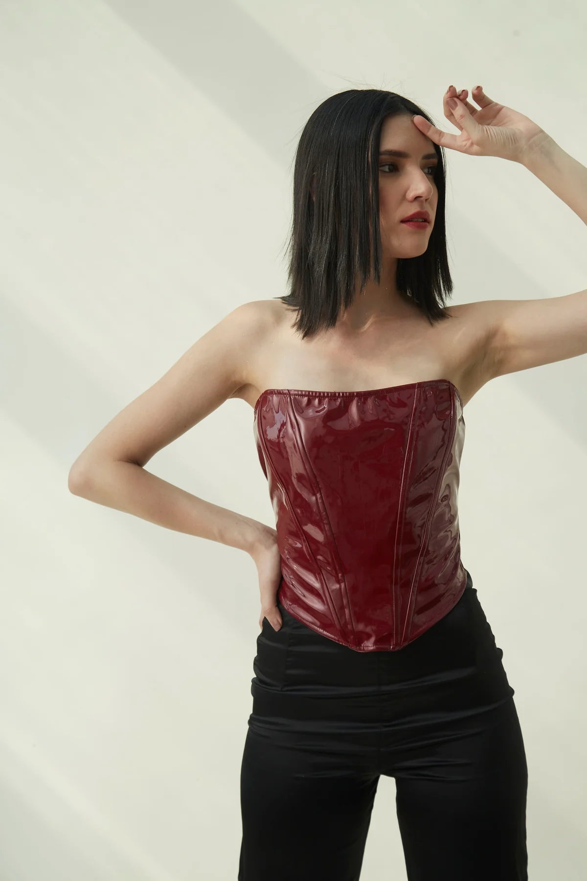 Red zip-up fitted top