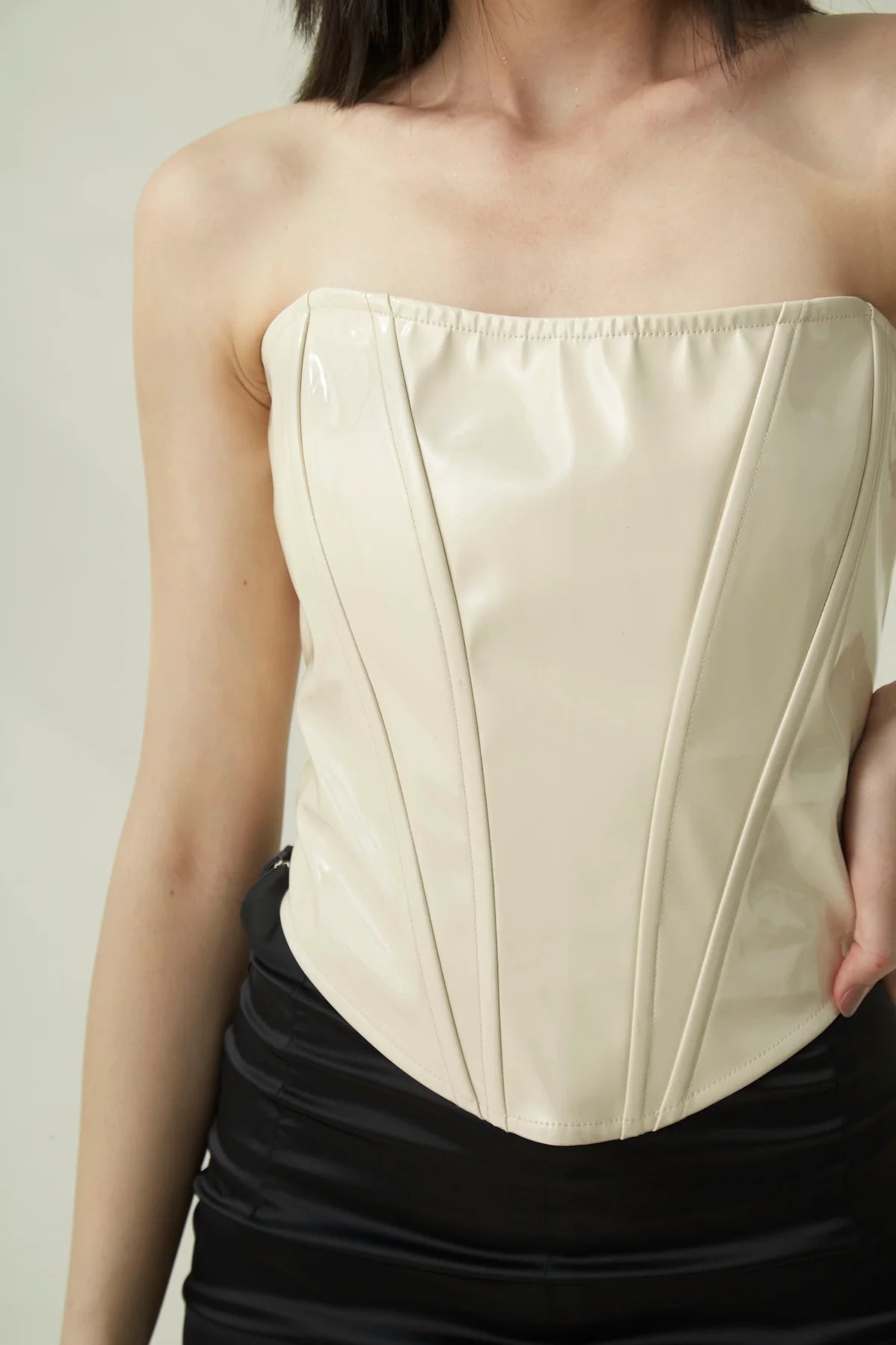 Off White faux leather top
