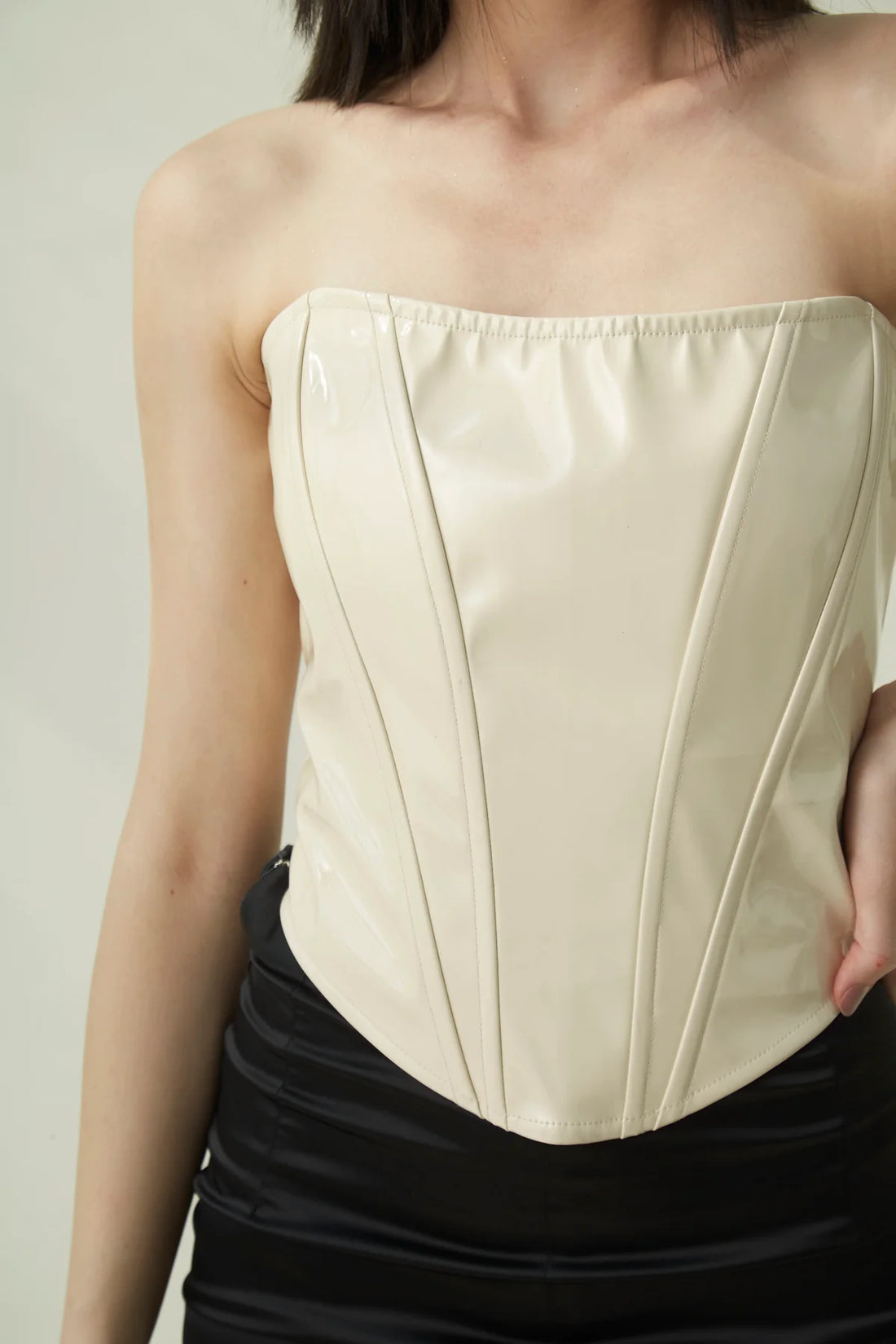 Off White faux leather top
