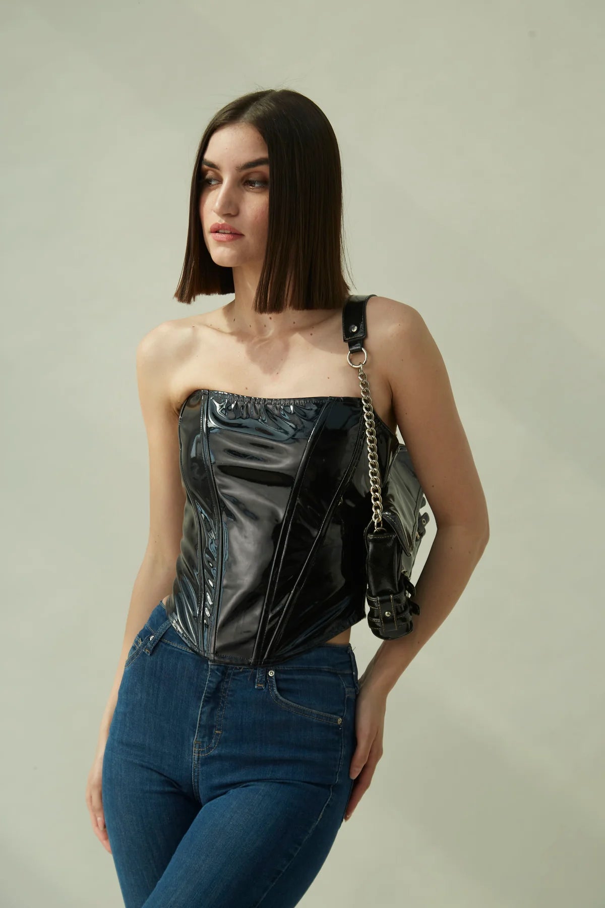 Black slim fit corset top
