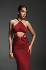 chain neck maxi dress for women