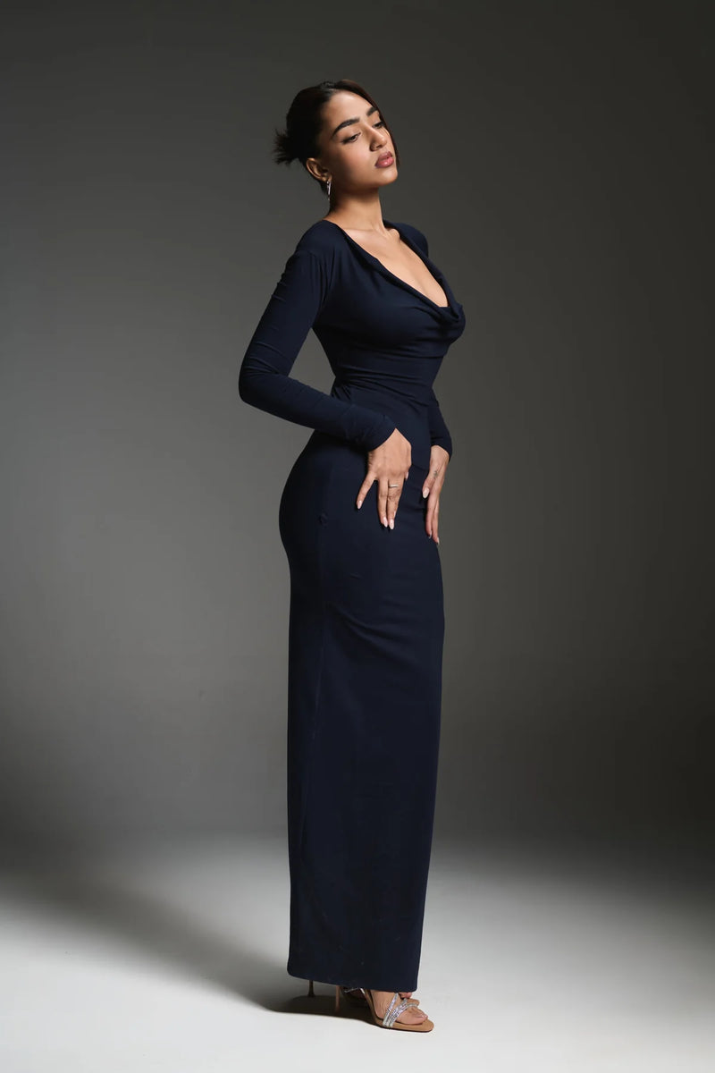 Plunging neckline evening dress
