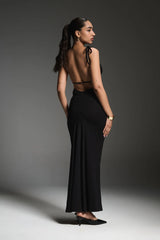Black dress with open back